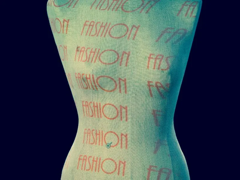 Tecido estampado com a palavra fashion repetida